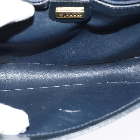 GUCCI Shoulder Bag Leather Navy Gold - Picture 11 of 16